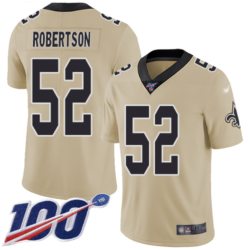 Men New Orleans Saints Limited Gold Craig Robertson Jersey NFL Football #52 100th Season Inverted Legend Jersey